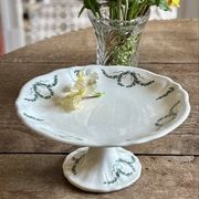 Compote dish or antique footed plate in ironstone - Villey de Longc