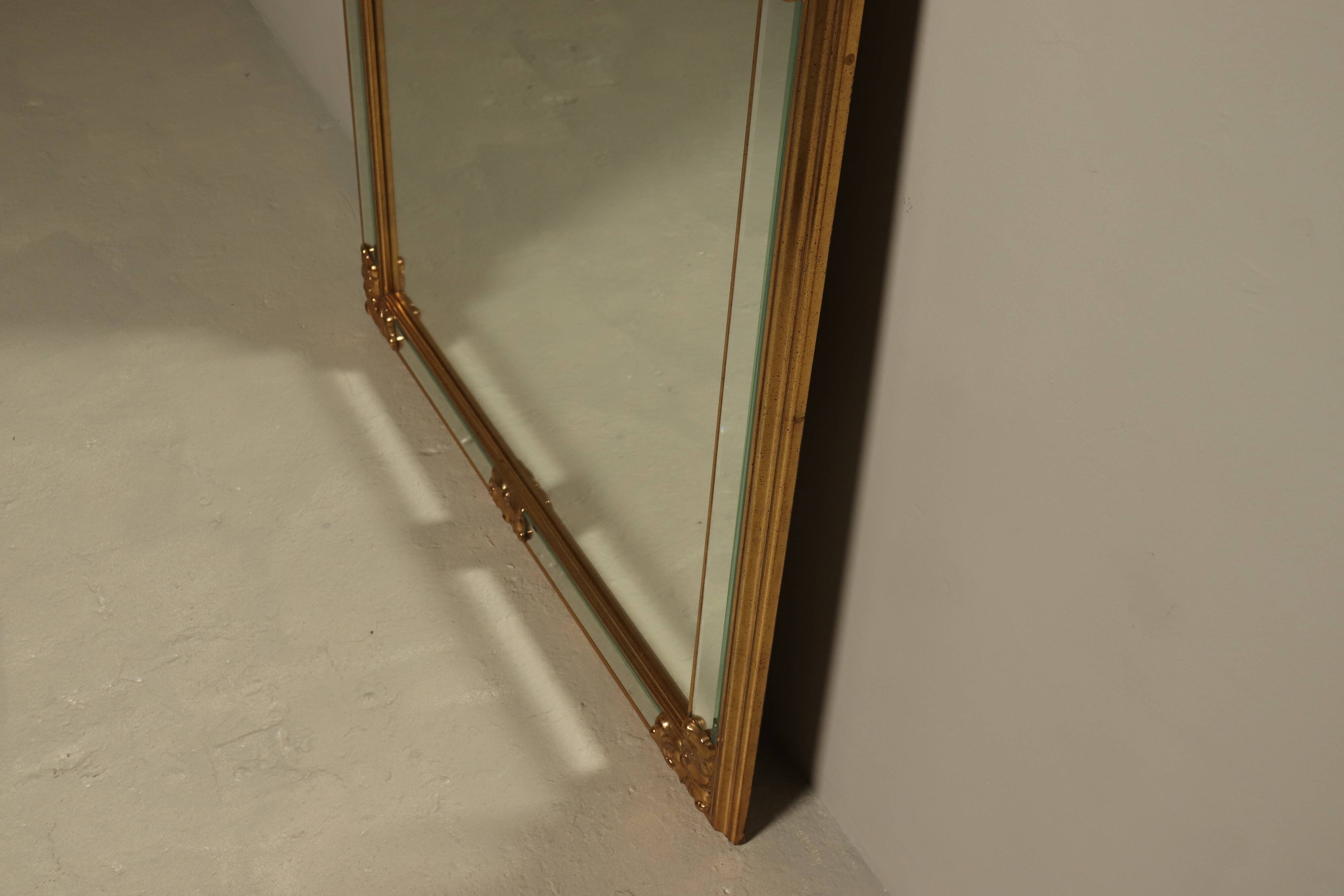 Large Revival Mirror in Gilded Resin by Deknudt Belgium 1980s