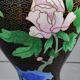Asian handcrafted decorative vase in cloisonné enamels, neck outline & brass base