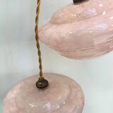 Pair of Art Deco suspensions in pink Clichy glass