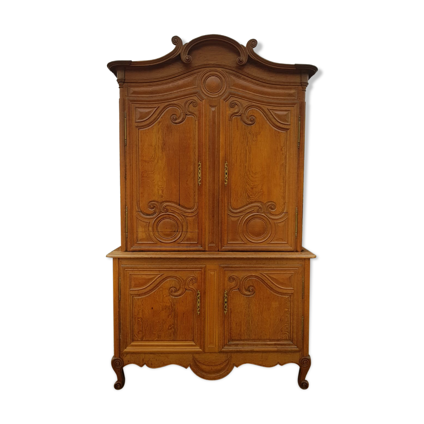 Buffet two bodies in solid oak cauchois