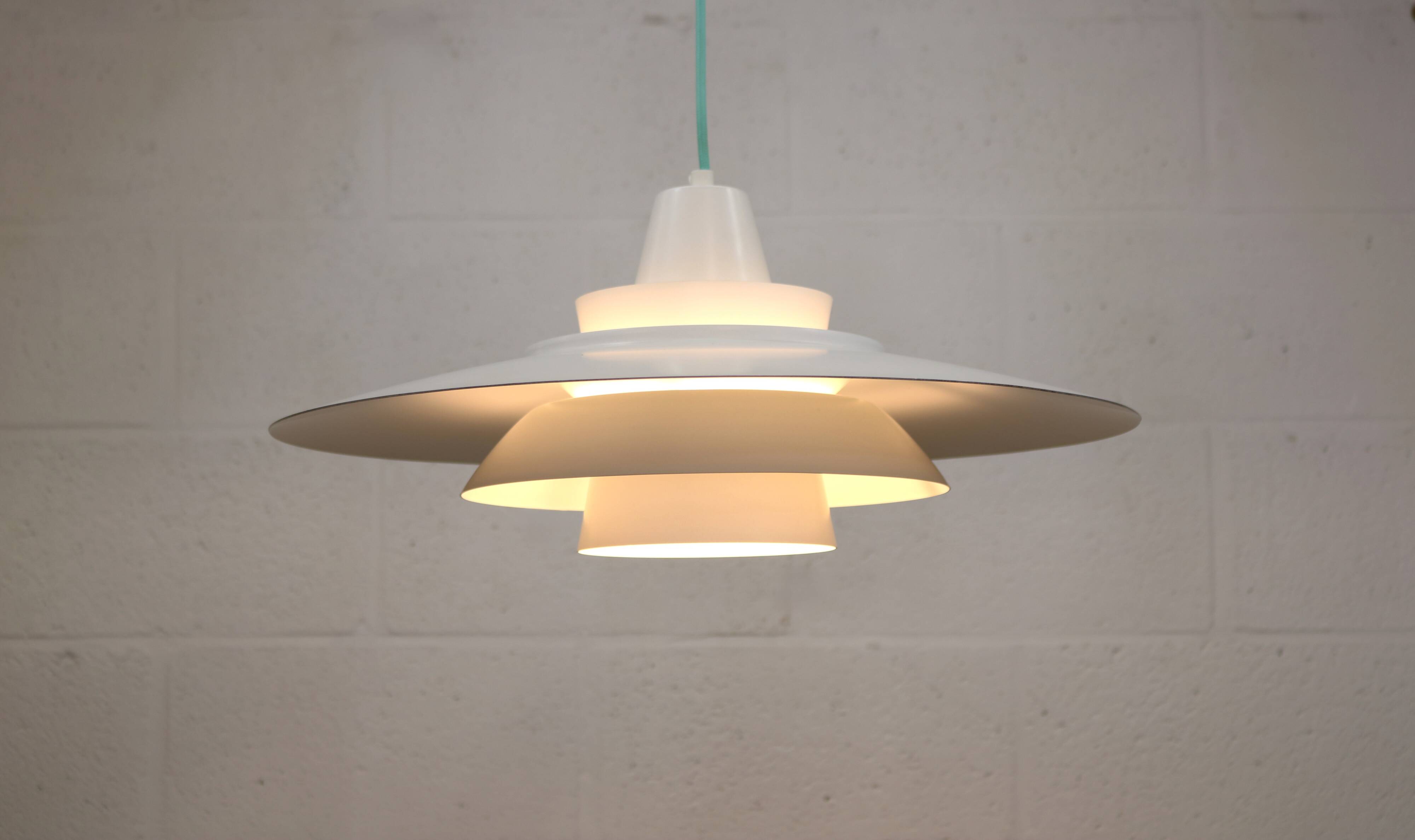 Vintage David Mogensen White Pendant Lamp, Super Light A/S, Danish Mid-Cent