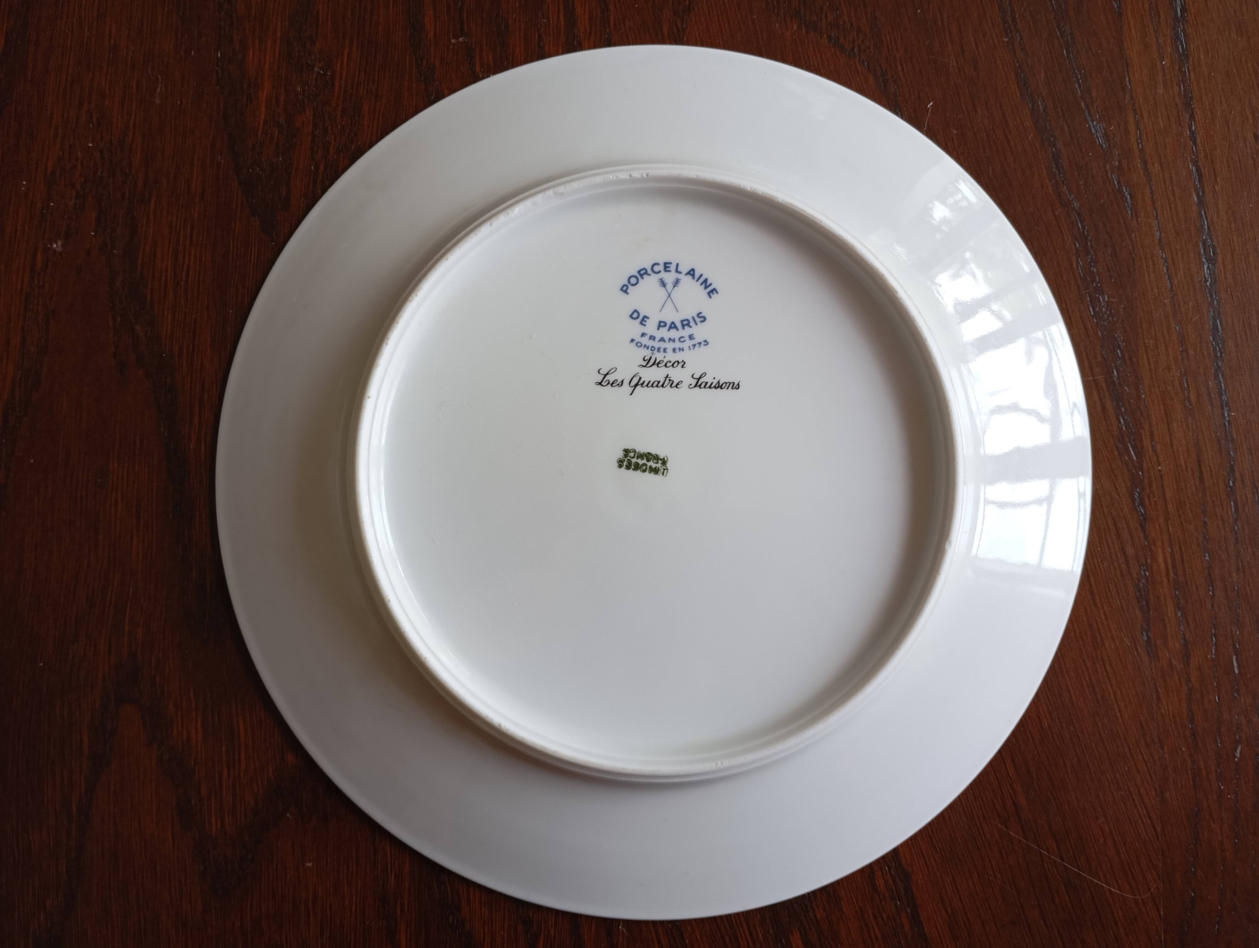 Dish & 12 dessert plates Porcelain of Paris "The Four Seasons"