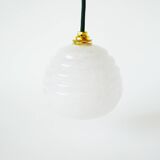 Small glass ball pendant from Clichy, White, Art Deco, 1930