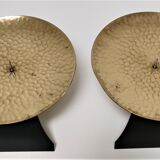 Pair of brass and metal candle holders design 70s