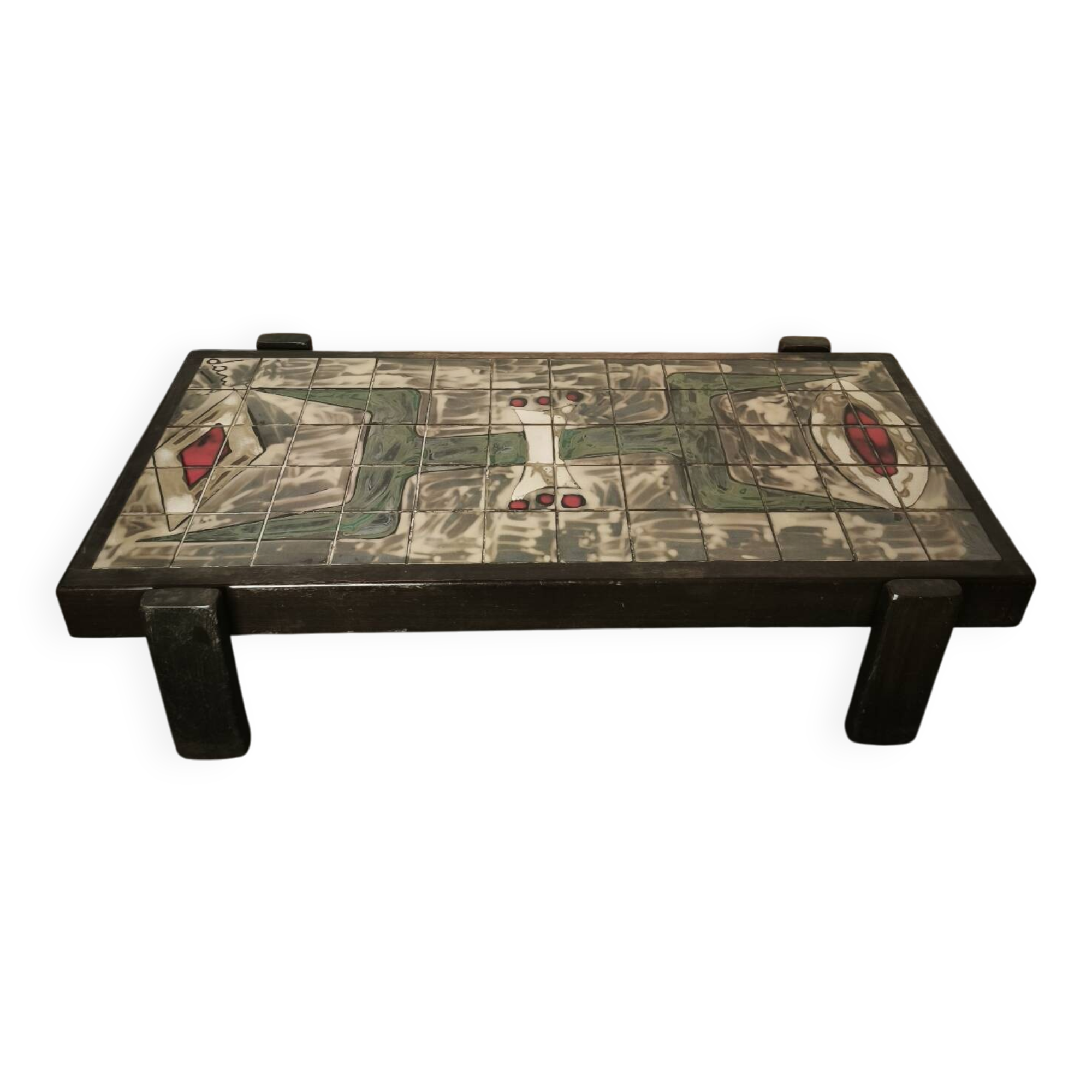 Table basse en céramique, signée Dan