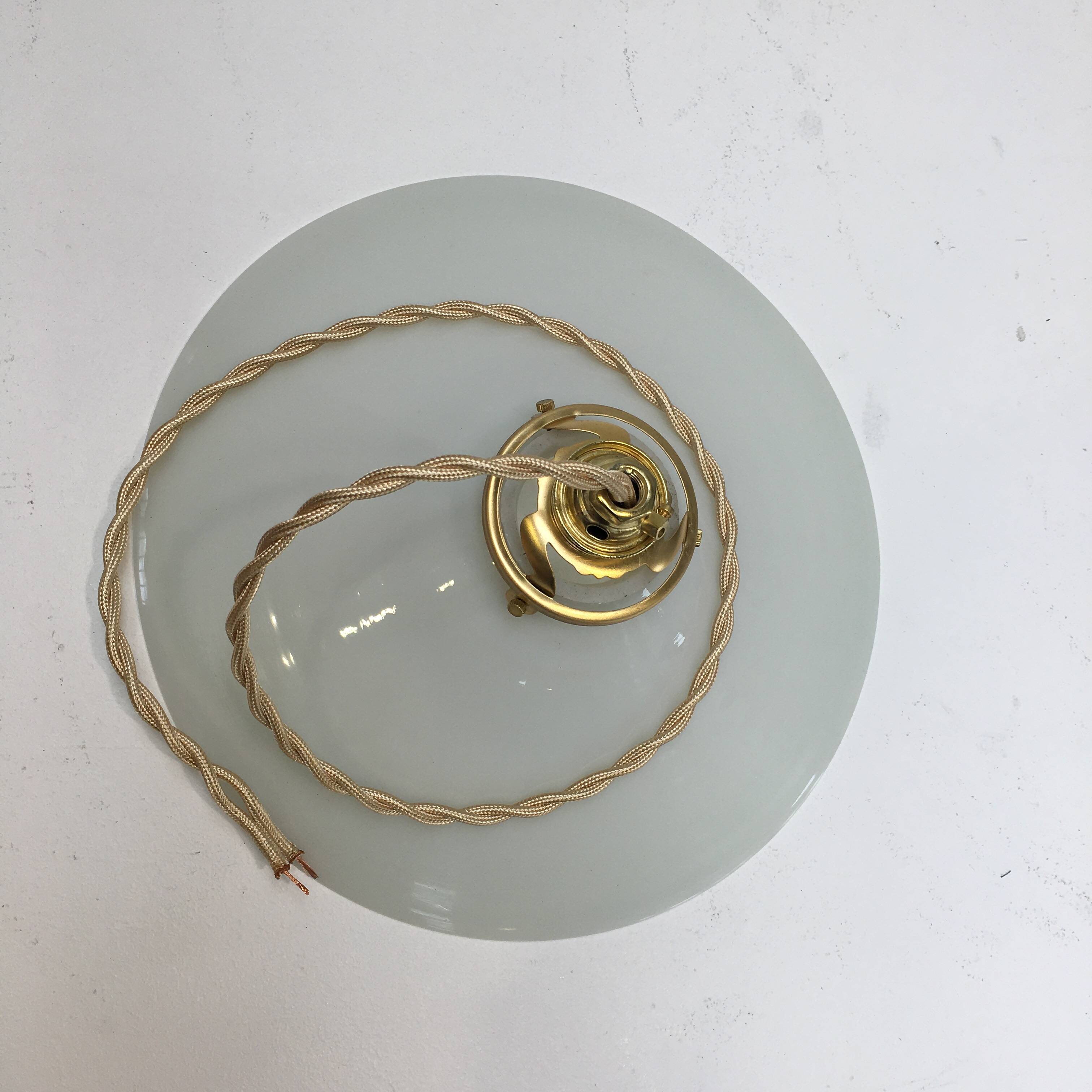 Vintage suspension lamp in white opaline