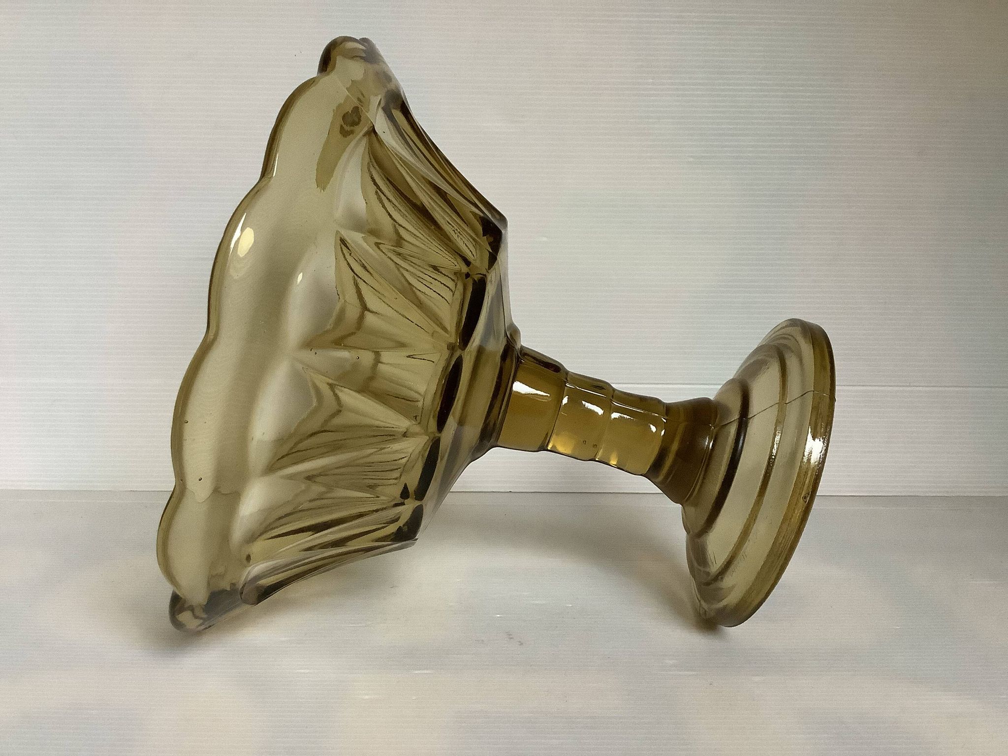 Large footed glass Art Deco moulded bowl