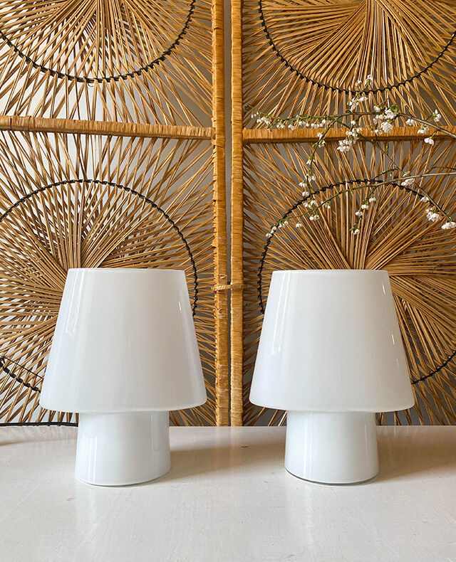 White opaline bedside lamp