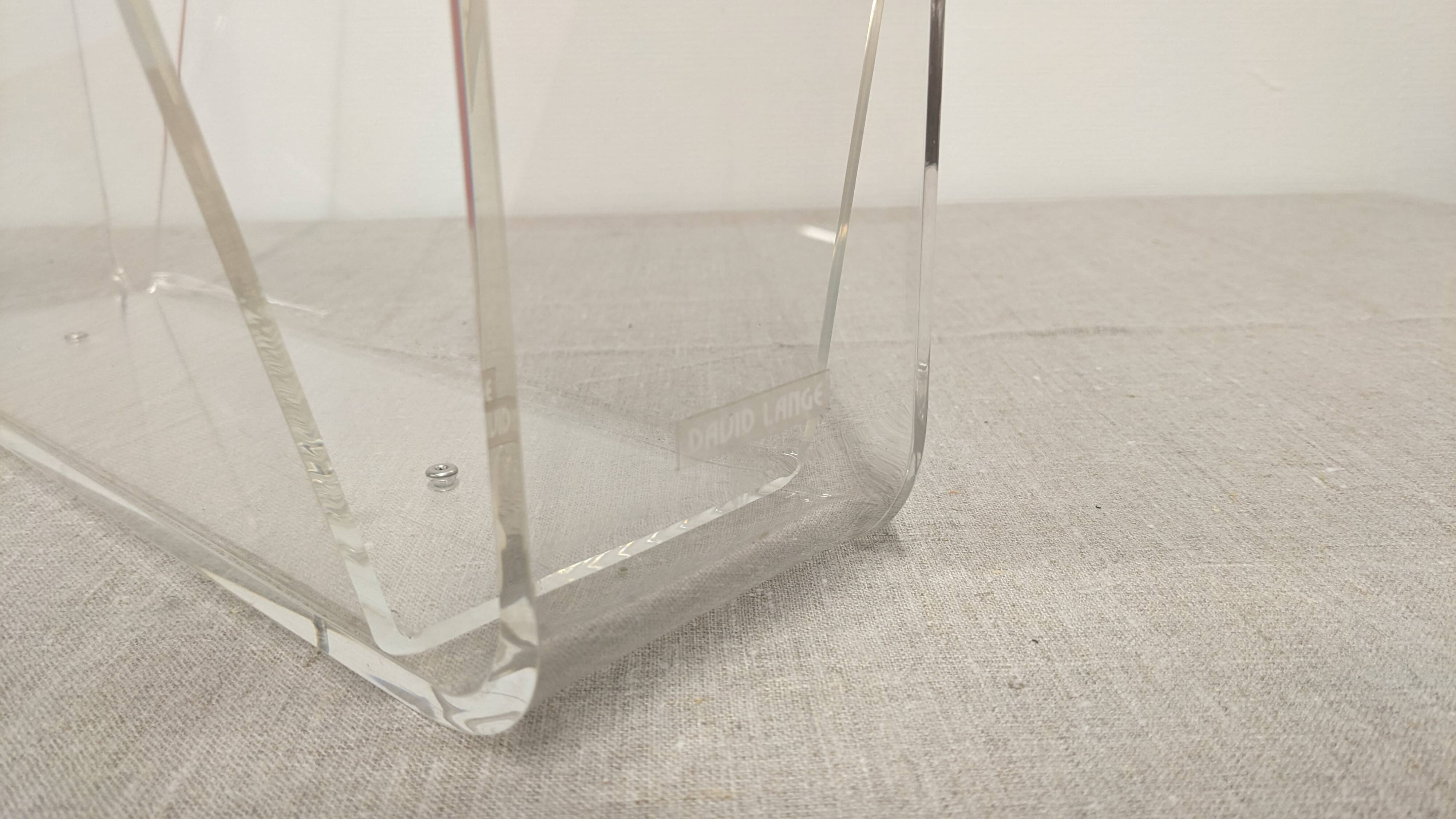 Acrylic magazine rack by David Lange, France circa 1970.