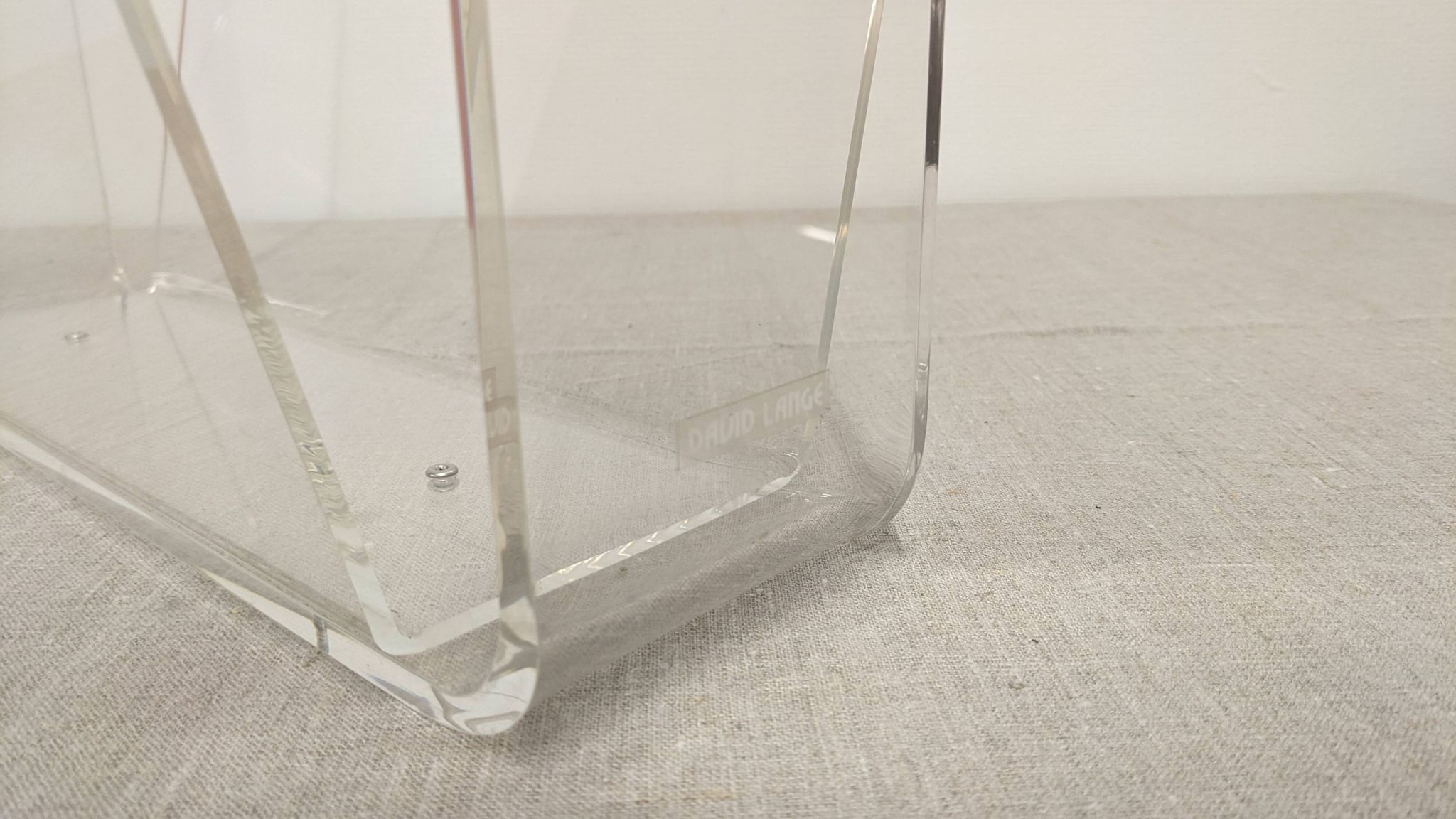 Acrylic magazine rack by David Lange, France circa 1970.