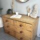 Vintage solid pine English trade counter furniture