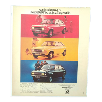 Austin Allegro car paper advertisement from a period magazine