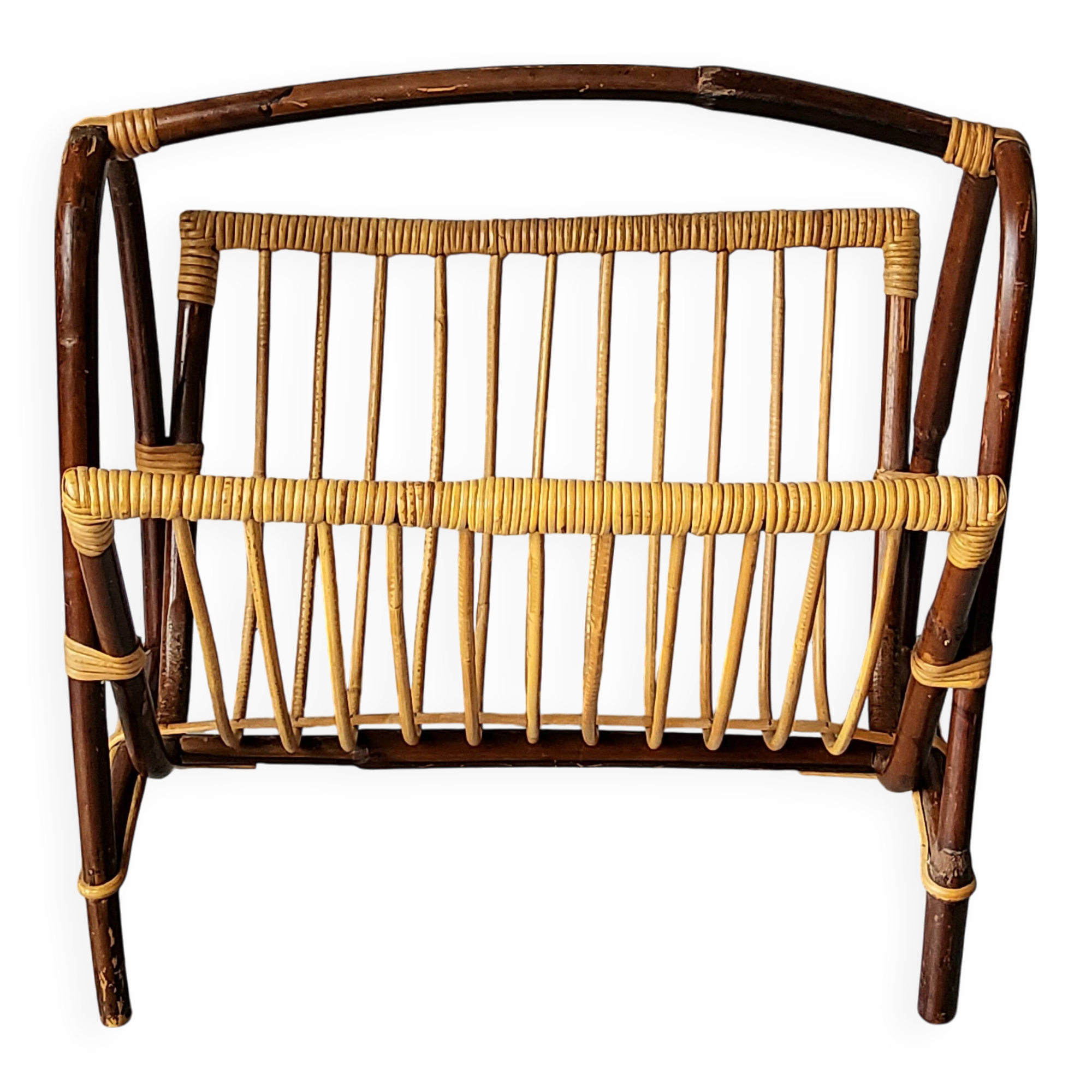 Bamboo and rattan magazine rack