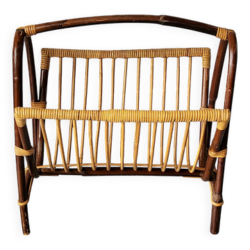 Bamboo and rattan magazine rack