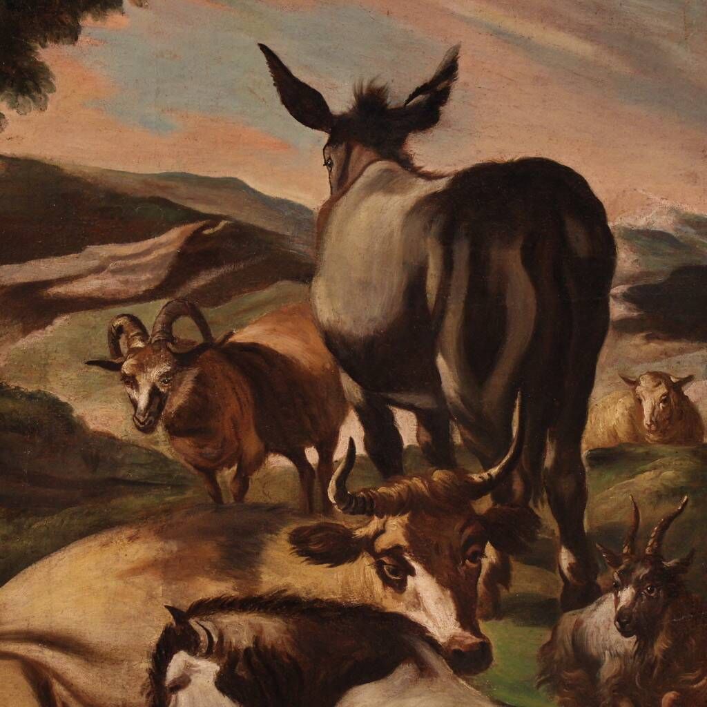 18th century Italian painting, pastoral genre scene