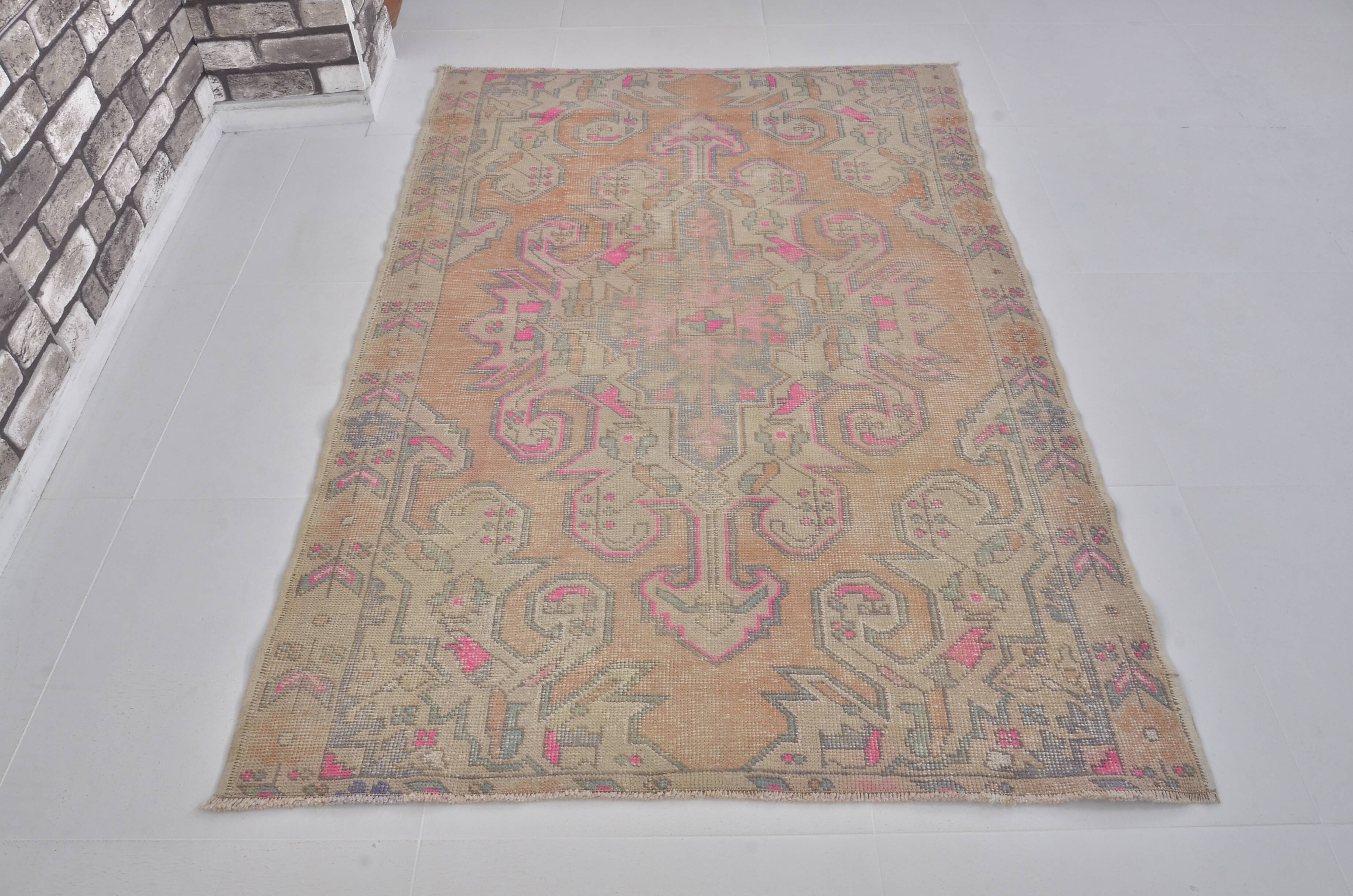 Orange & Beige Turkish Wool Rug sku 2584