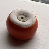 Salt pots and mustard pot, in enameled ceramic, slip, in the shape of a tomato, vintage