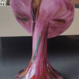 Volubilis vase in Murano glass. Pink speckled background. Height 21 cm.
