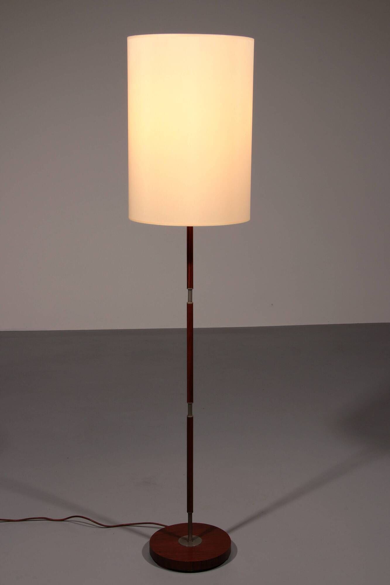 Temde teak and metal floor lamp with a new custom lampshade – 1960s elegance
