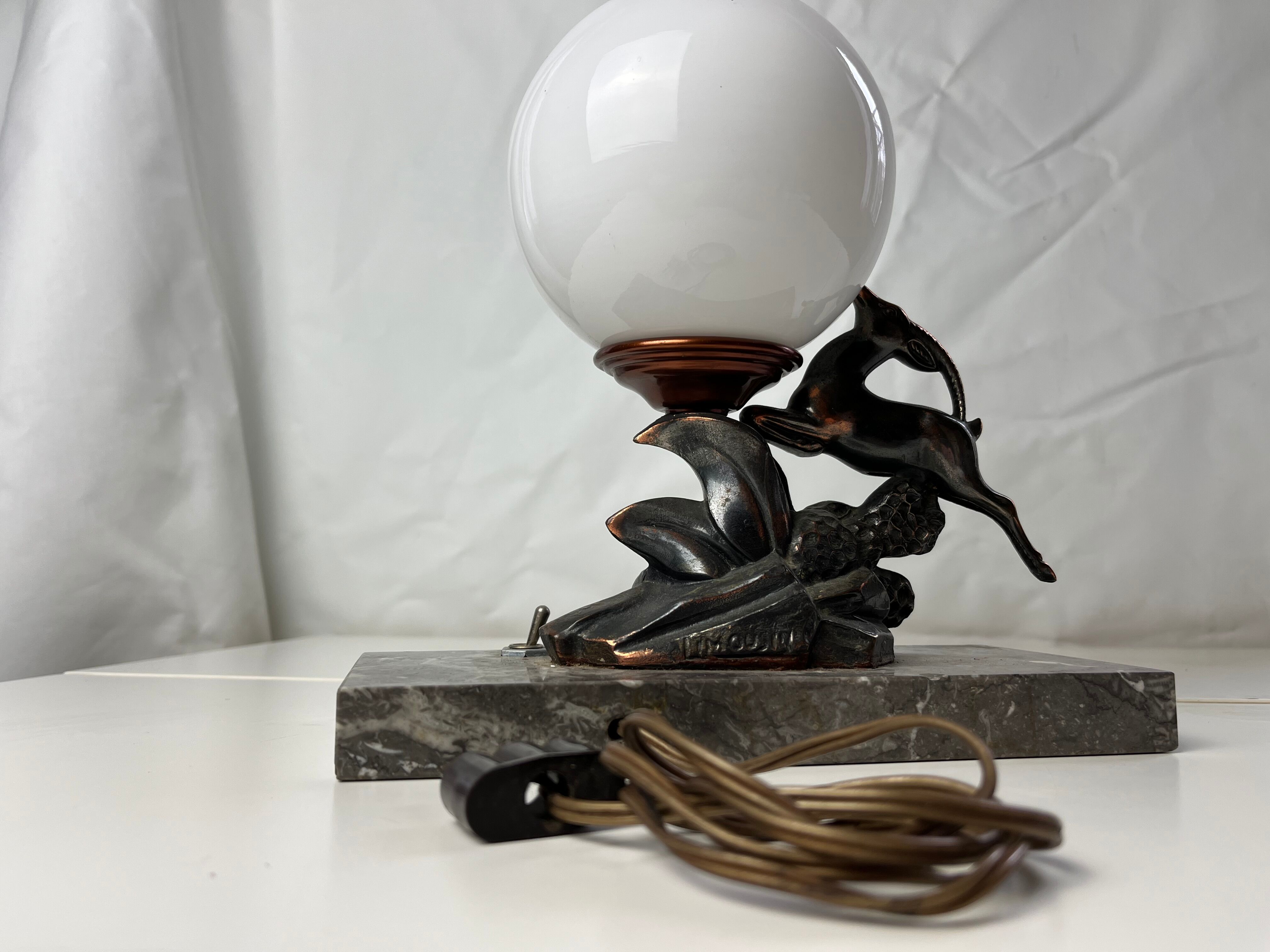 Lamp night light Art Deco opaline signed Limousin