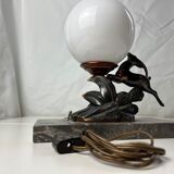 Lamp night light Art Deco opaline signed Limousin