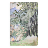 painting Watercolor G. GIRARDOT (1856-1914) Landscape Haute-Saône (?) around 1900