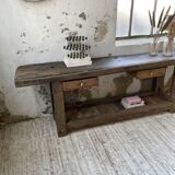 Solid oak console workbench 220cm