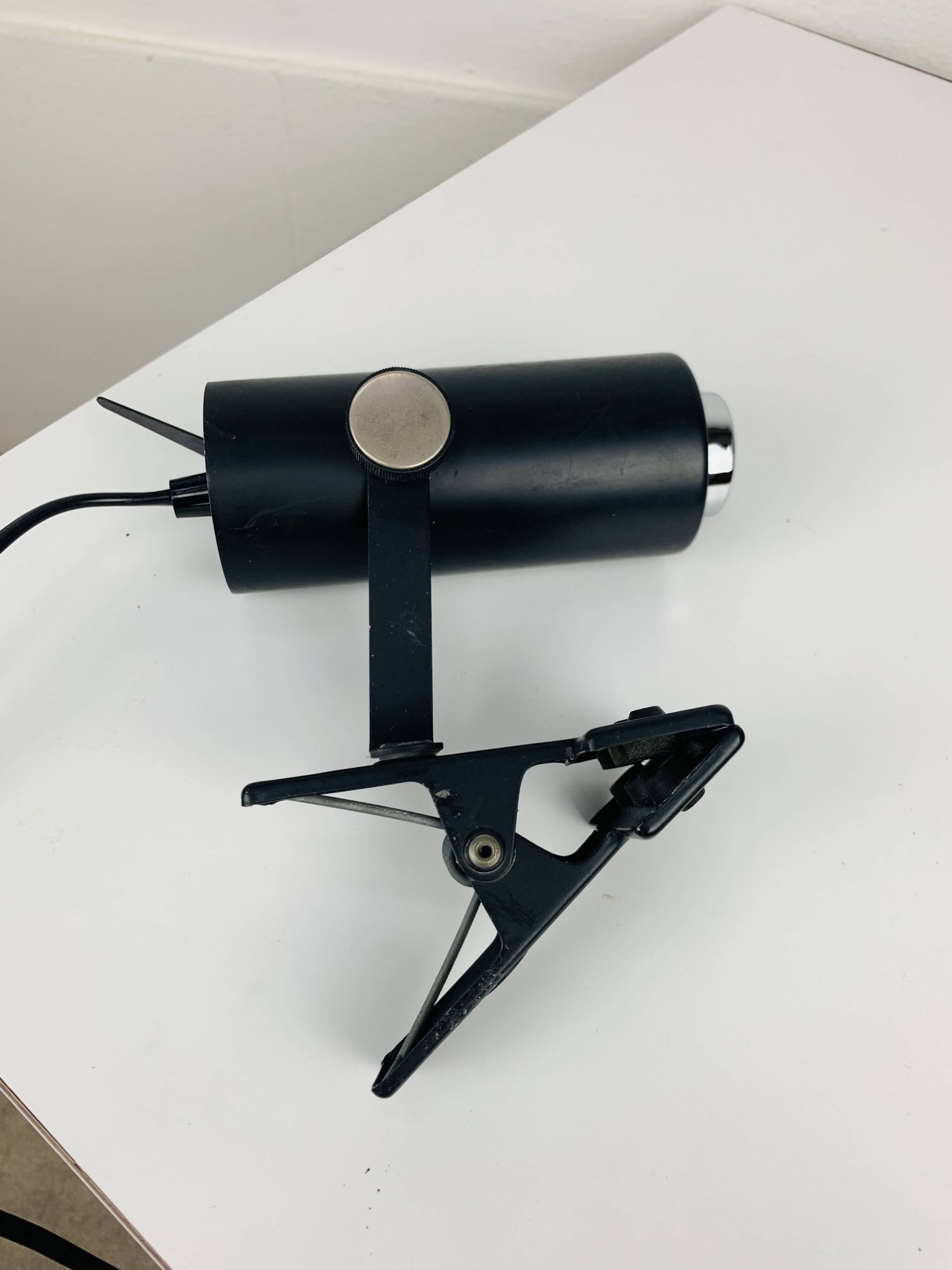 Vintage black metal clamp spotlight