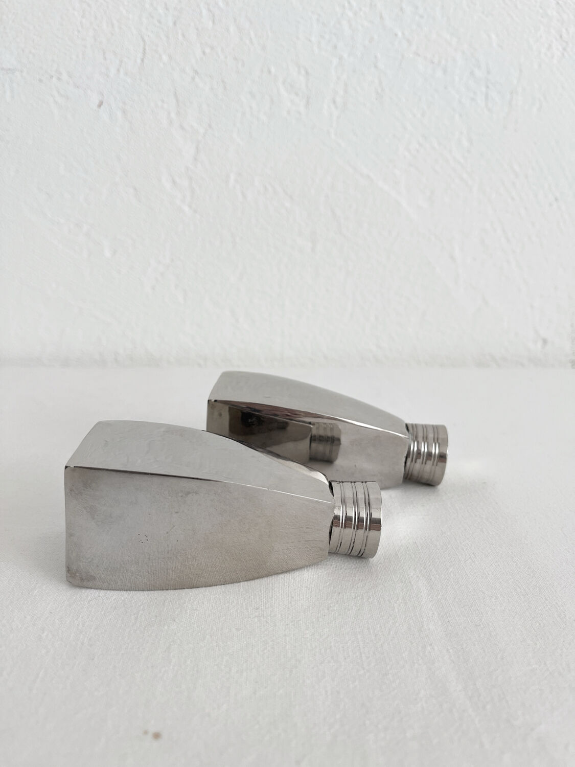 Vintage chrome metal salt and pepper shakers
