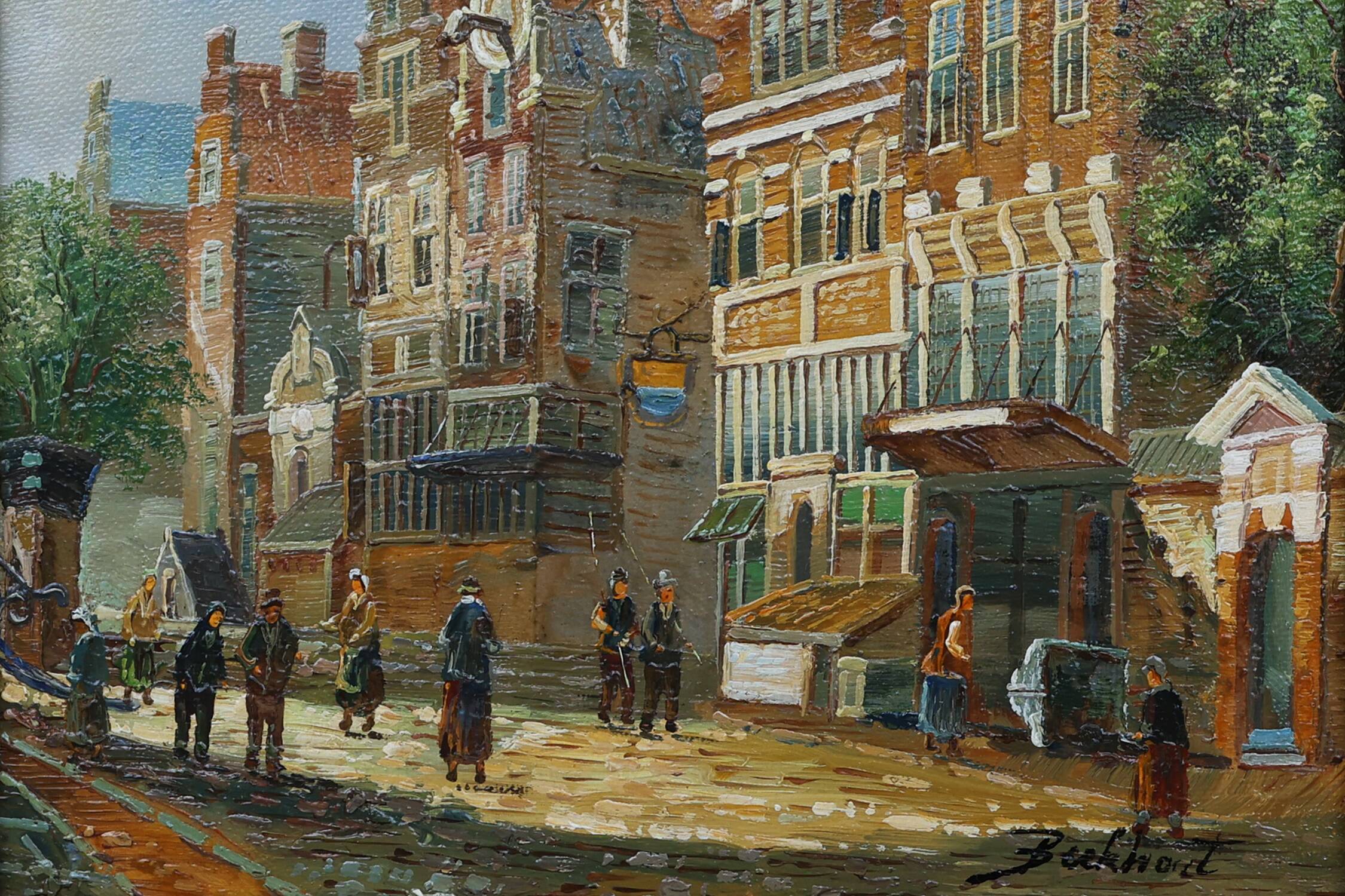 Realistic oil painting with baroque frame by Jan Berkhout (1937), The Netherlands