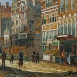 Realistic oil painting with baroque frame by Jan Berkhout (1937), The Netherlands