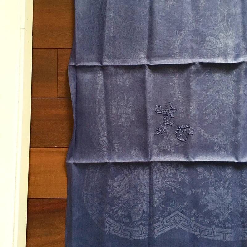 Old embroidered table napkin A C Violette