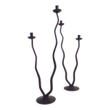 2 Hysteria double wrought iron candle holders - vintage brutalist design