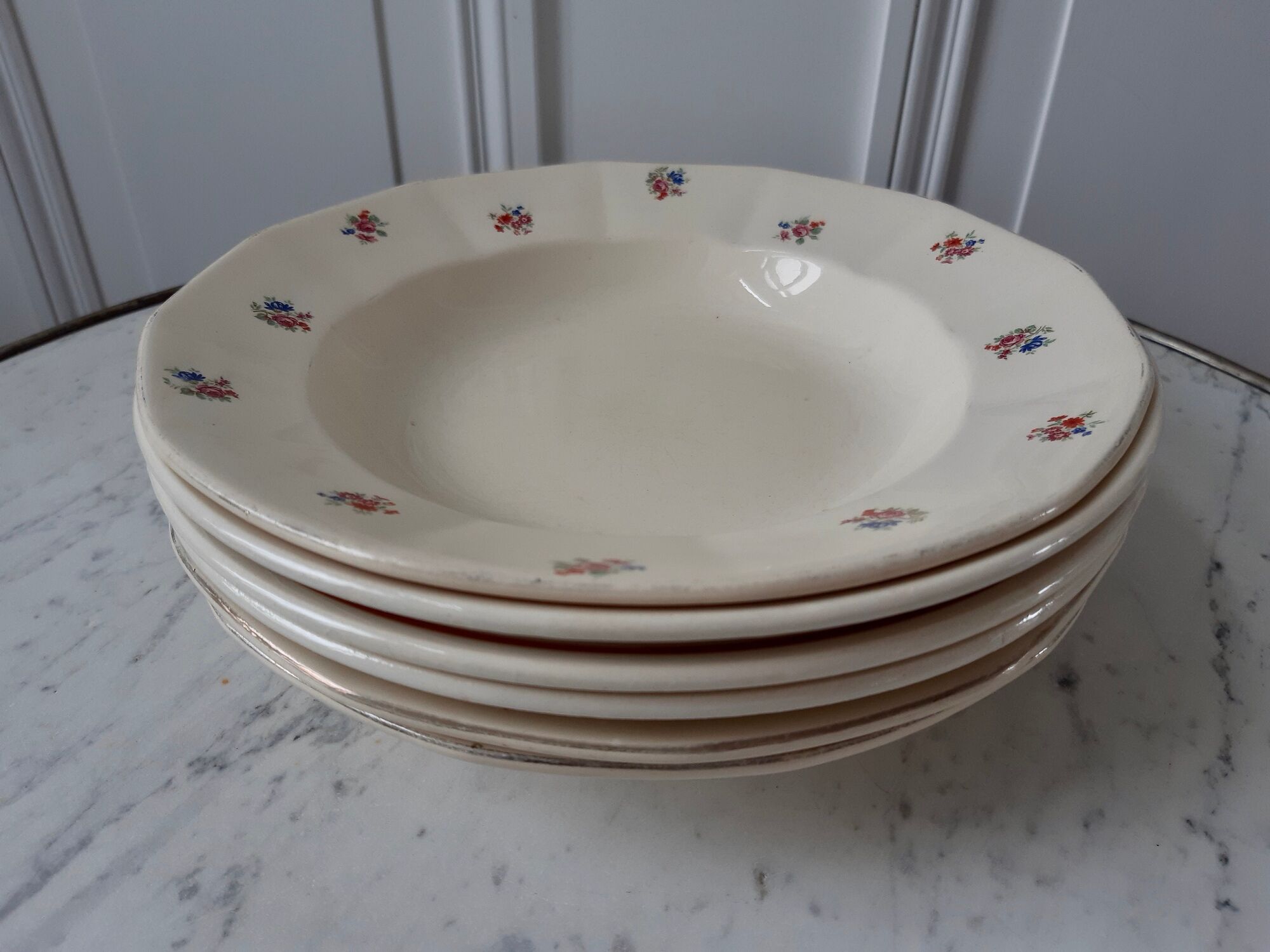 Lot de 6 assiettes creuses Digoin Gien années 30