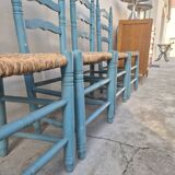 4 chaises paillées anciennes de style provençale