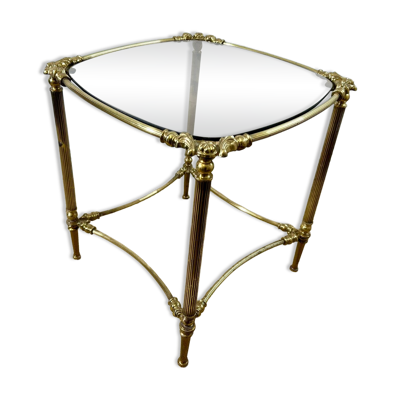 Table d'appoint Hollywood Regency avec plateau en verre fumé