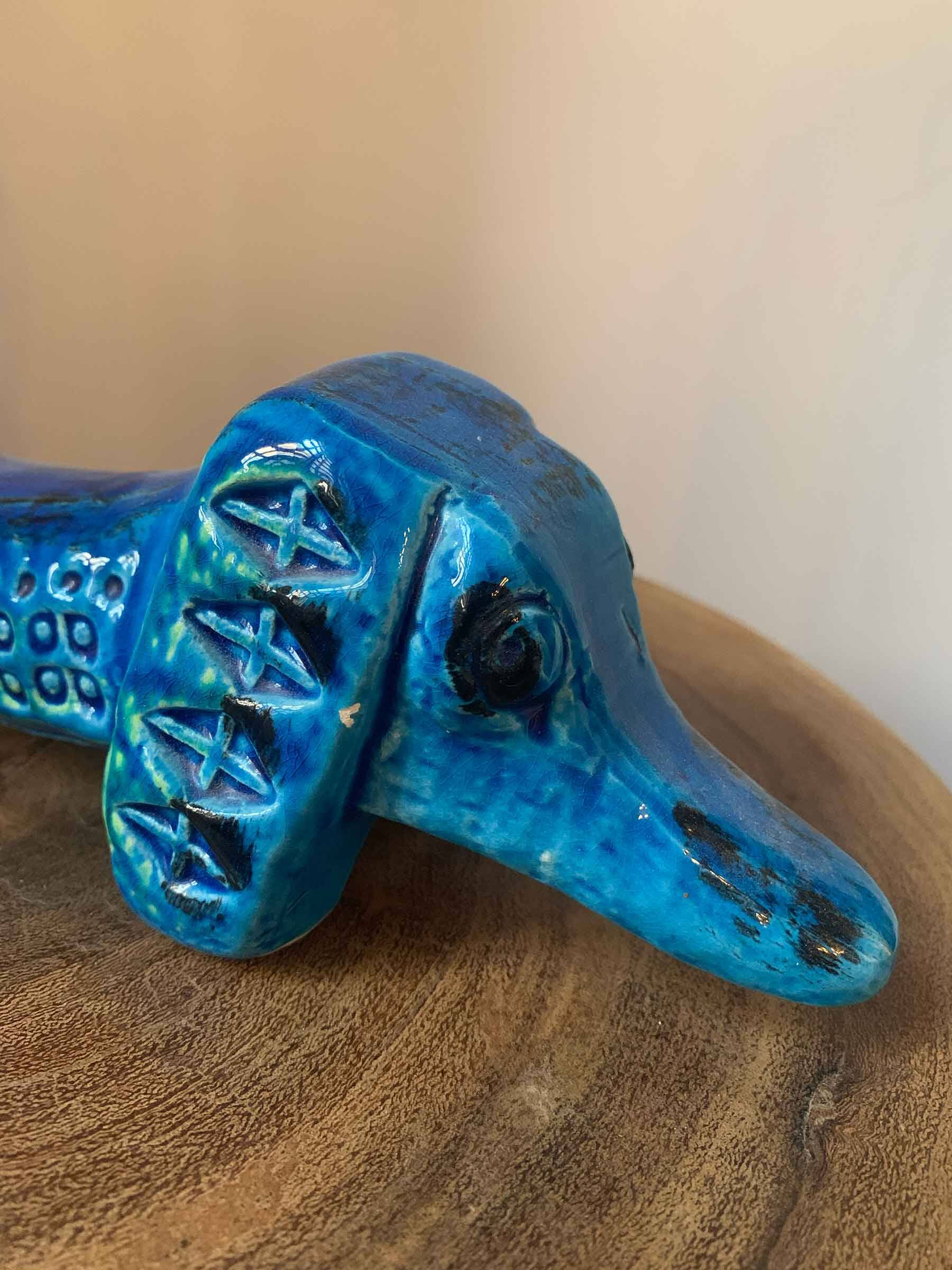 Teckel chien par Aldo Londi pour Bitossi, série bleue Rimini