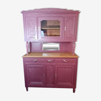 Purple art deco cabinet and high glazed wood with mirror