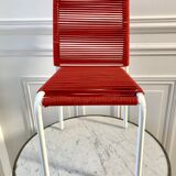 Red children's chair in rope 60s-70s