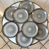 Set of 8 70s stoneware dessert plates