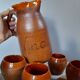 Pitcher & ceramic and leather glass set by Artesania Raymon, Spain 1950
