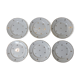 6 flat plates Moulin des Loups faience flowers vintage gold