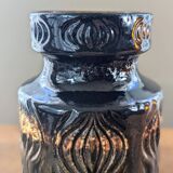 West Germany Scheurich 285-18 Onion Vase, Black Brown