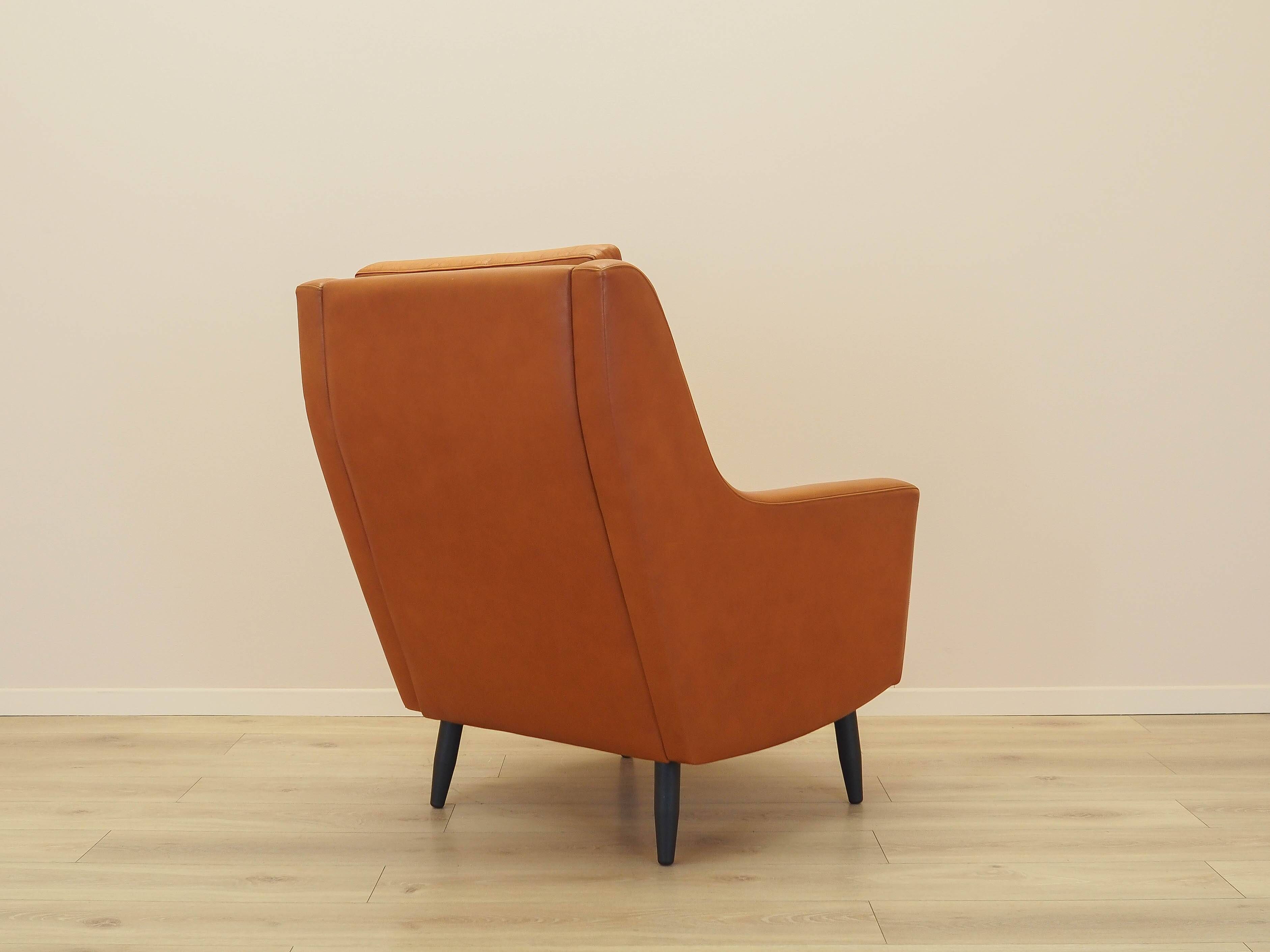 Fauteuil orange, design danois, années 1970, fabriqué au Danemark