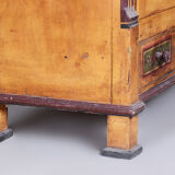 Restored Biedermeier Wardrobe, Spruce, Preserved Original Paintings, Czechia, 1800s