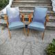 Pair of bridge armchairs with compass feet