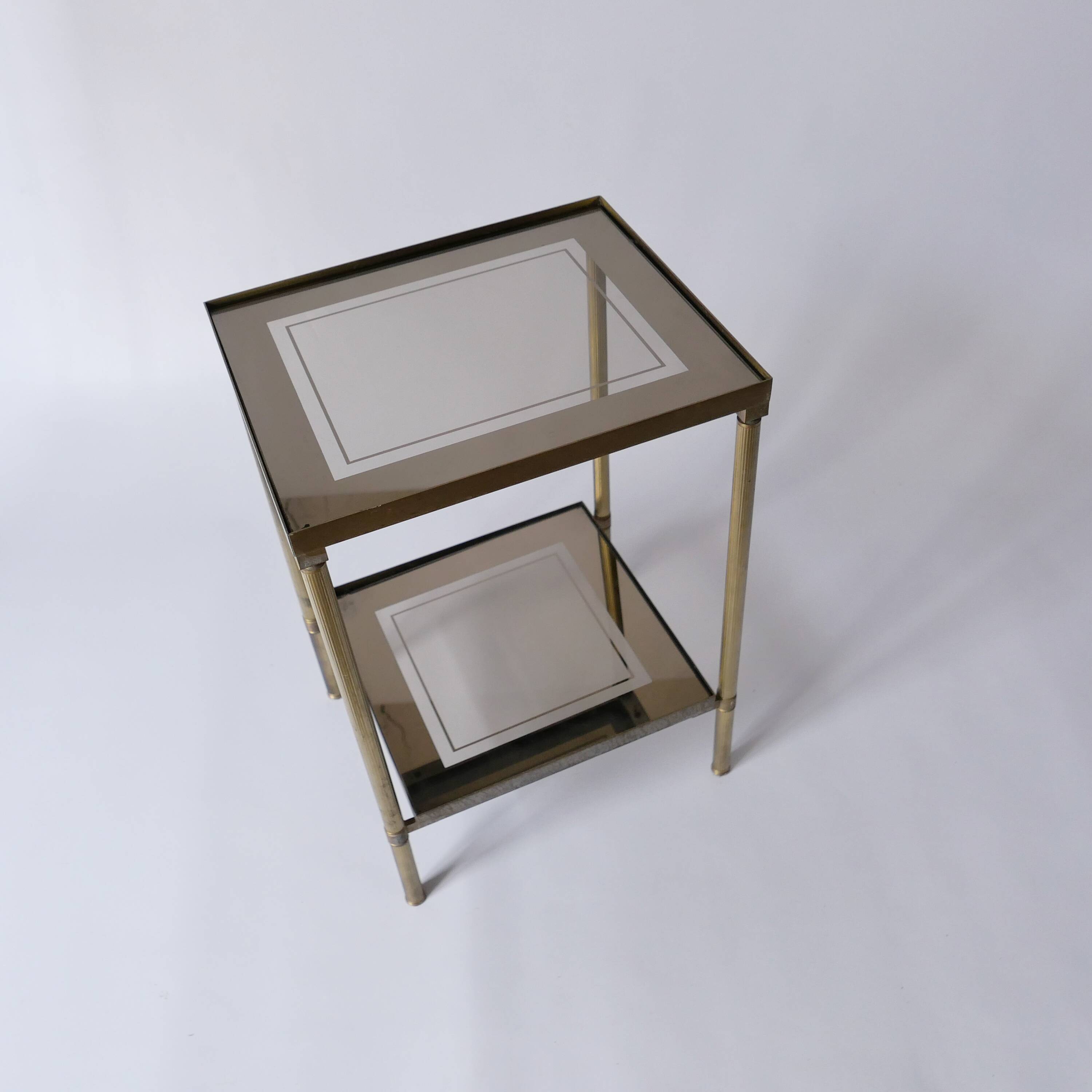 saddle table in brass smoked glass mirror old vintage Jansen house