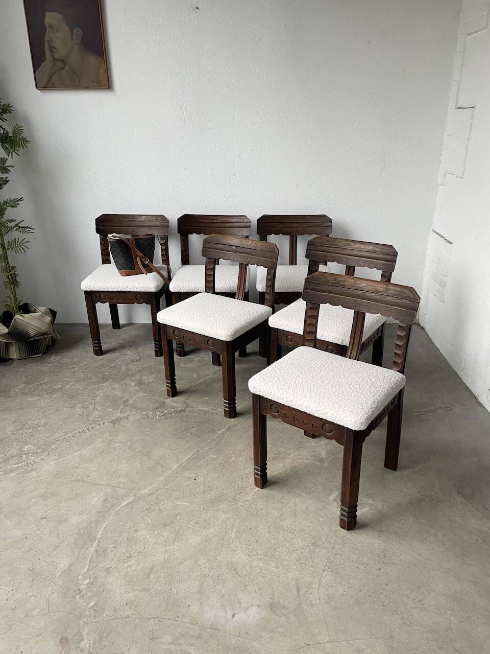 Set of 6 brutalist chairs from the 1940s