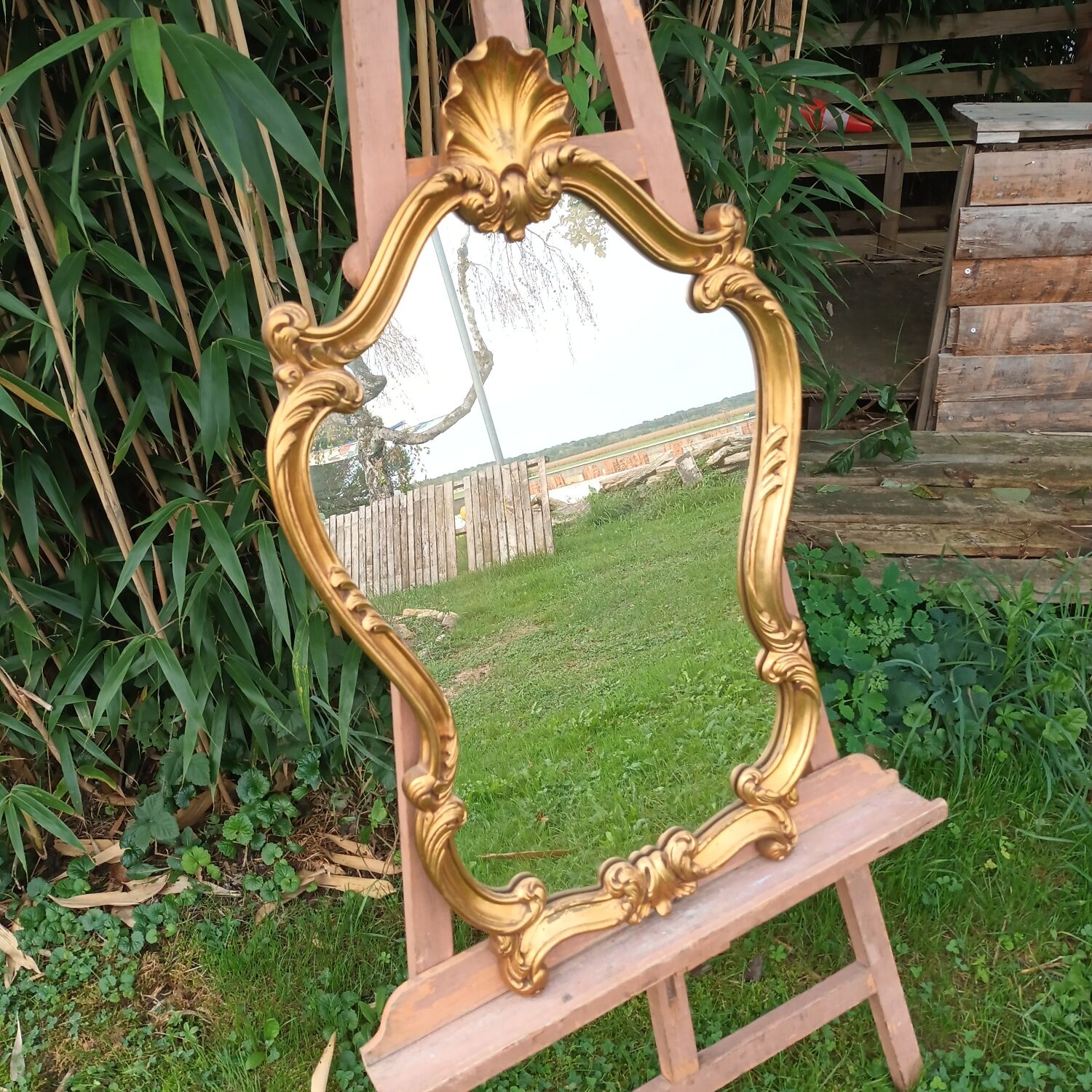 Golden baroque mirror